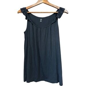 Gap Black Ruffle Neck‎ Tank Top Womens Size Medium Casual Sleeveless